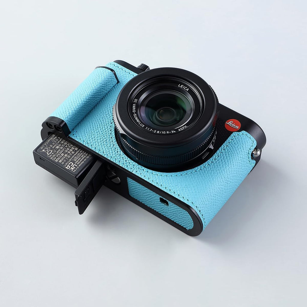 Camera Half Case for Leica D-LUX 8, Vintage Metal Genuine Leather Instant Camera Protective Cases Stylish Portable Shockproof (Red)