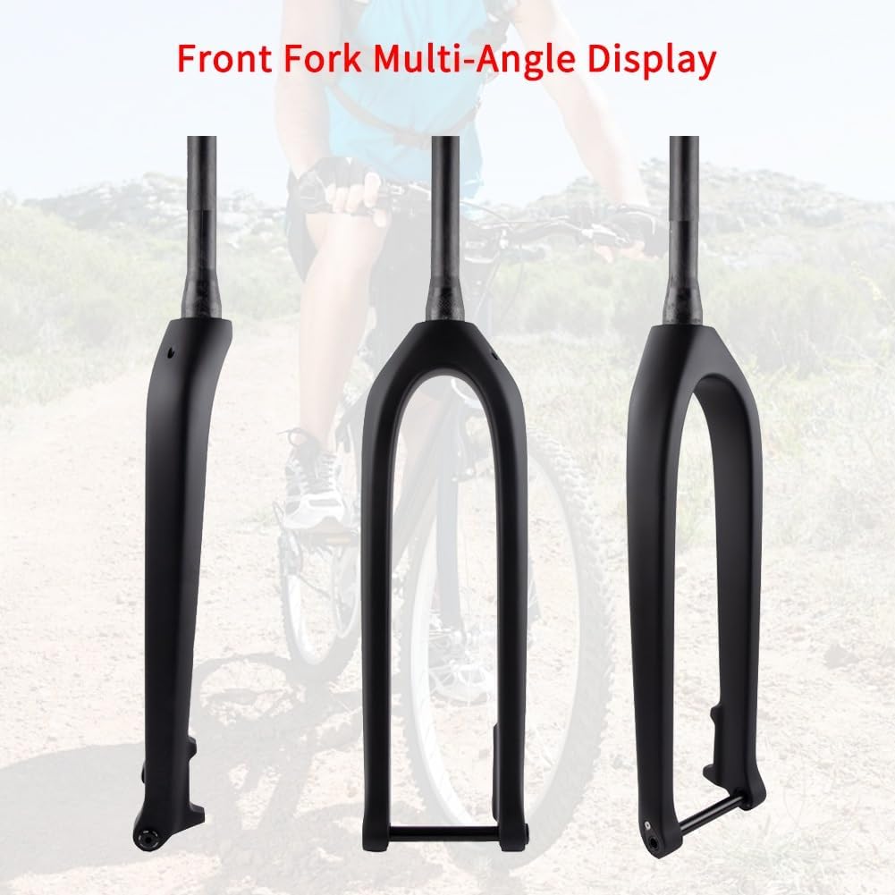 27.5/29inch Carbon Fiber Rigid Mountain Bike Fork 110 * 15mm Thru Axle Boost Disc Brake 1-1/2' Tapered Tube Rigid Fork T800 Bicycle Front Forks Super Light(Matte Black,27.5')