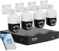 ZOSI 4K PoE Home Security Camera System with AI Face Person Vehicle Detect, 4 x 5MP 3K Pan/Tilt PoE IP Camera Outdoor, Auto Track, 5X Digital Zoom, 2-Way Audio, 8CH 8MP NVR(16CH Expandable), 2TB HDD