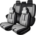 Full Set Seat Covers for Subaru Outback 2000-2024 2025,Leather Car Seat Covers,Soft Interior Accessories Seat Cushion Cover,Waterproof Automobile Seat Protectors for Outback(Black Gray,Deluxe)
