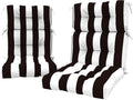 LVTXIII 2 Pack Outdoor High Back Cushions, 22' W x 20' D Tufted Seat and Back Chair Cushion with Ties, Fluffy Patio Replacement Rocking Chair Cushion for Outdoor Furniture Use, Cabana Black