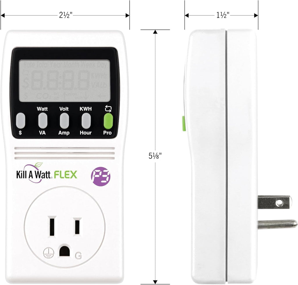 P3 International P4456 Kill A Watt Flex Plug-in Electricity Usage + Power Consumption Monitor, Watt Voltage Tester, Electrical Energy Saving Monitor with Auto Cost Calculator (Pack Of 3)