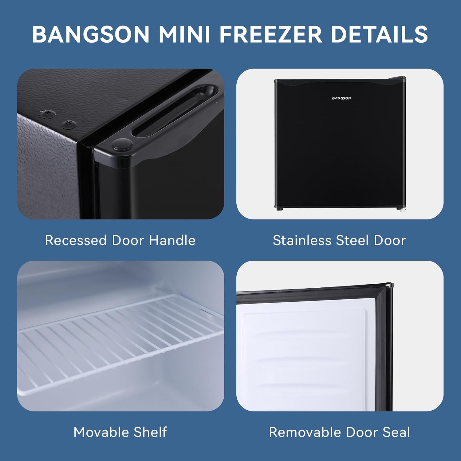 BANGSON Upright Freezer,1.1Cu.ft Energy-Saving Mini Freezer with Removable Shelf, Single Door Small Freezer for Home/Dorms/Apartment/Office (Black)