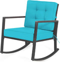 HAPPYGRILL Wicker Rocking Chair, Outdoor Patio Glider Chair with Heavy-Duty Frame, Thick Cushion, Rattan Rocking Chair for Backyard Garden Porch