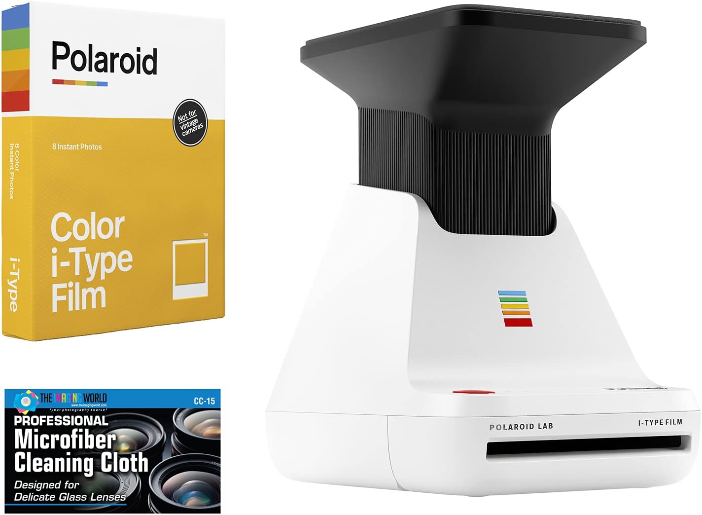 The Imaging World Polaroid Lab Instant Film Photo Printer + Polaroid Color Film + Microfiber Cloth