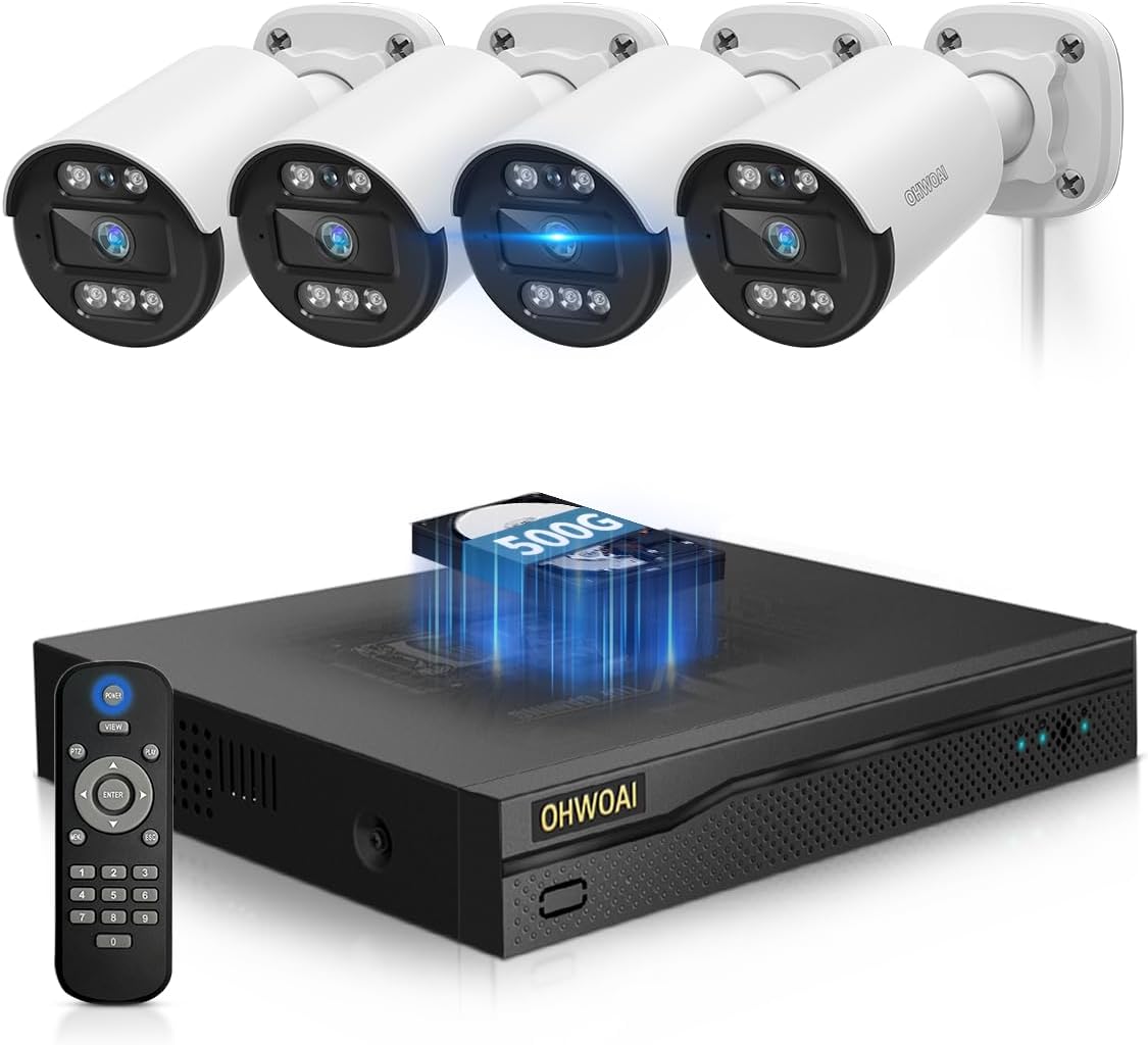 《5MP Super HD & 80ft IR Night Vision》Wired Security Camera System Outdoor, CCTV Cameras Systems with AI Human Detection, Home Video Surveillance DVR Kits
