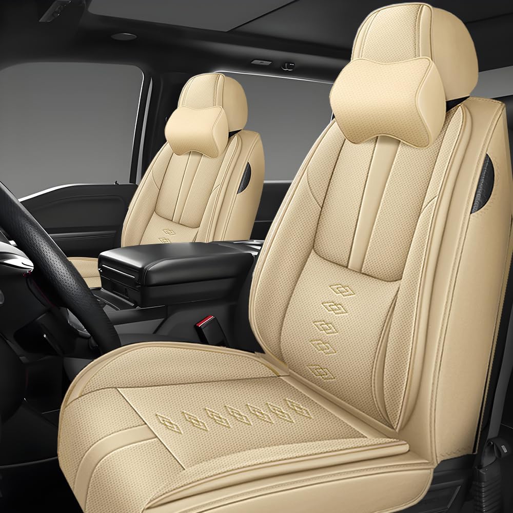 Front Seat Covers for Acura RDX 2007-2024 2025,Leather Car Seat Cover,Soft Seat Cushion Covers with Airbag,Waterproof Automobile Seat Protectors for RDX(Beige,Deluxe)