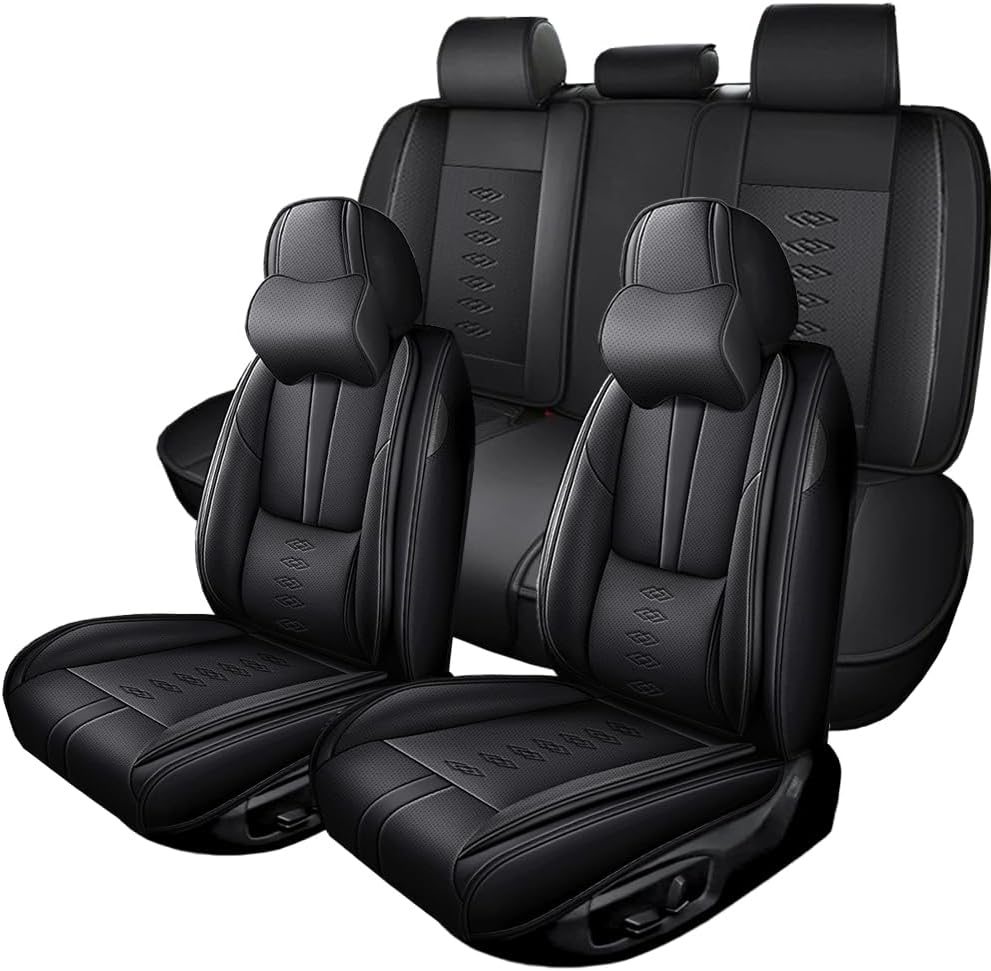 Full Set Seat Covers for Subaru Outback 2000-2024 2025,Leather Car Seat Covers,Soft Interior Accessories Seat Cushion Cover,Waterproof Automobile Seat Protectors for Outback(Black,Deluxe)