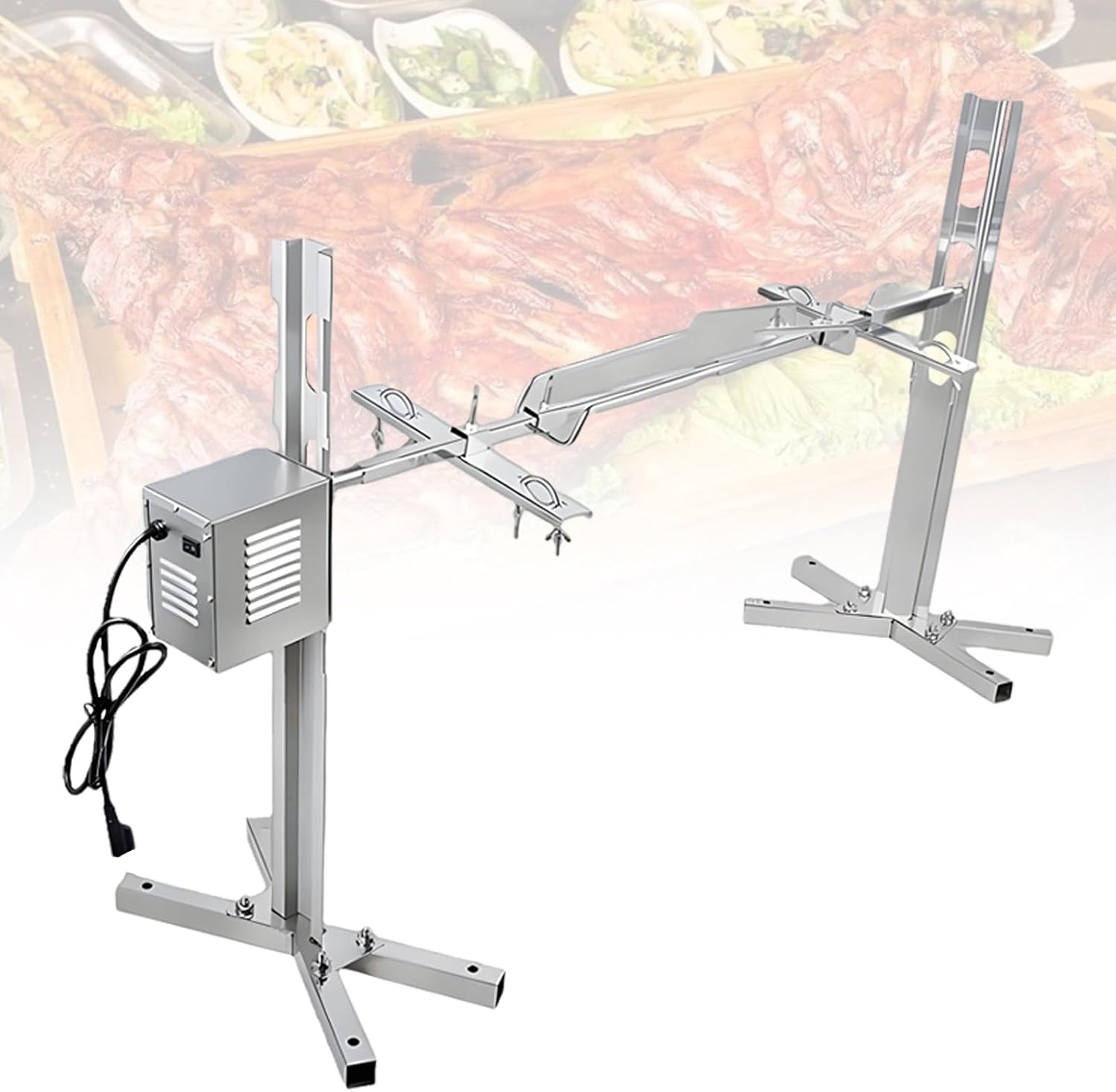 Stainless Steel Automatic Pig Grill, Electric BBQ Roaster, Adjustable Height with Auto Rotate, for Barbecue Enthusiasts