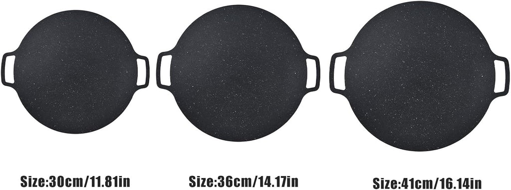 Round BBQ Grill Pan, Nonstick Grill Circular Iron Heat Resistant Grilling Tray for Korean BBQ/Teppanyaki Pan, Pork Belly Pancakes, for Home Outdoor Stoves
