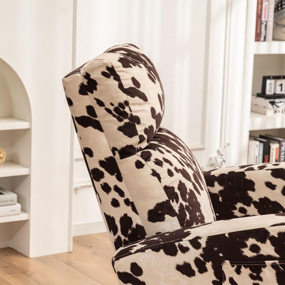 HCHAIRH Rocking Chair Nursery, Nursing Rocker Armchair with High Backrest, Comfy Rocking Chair for Nursery, Living Room,Bedroom, Cow Printed