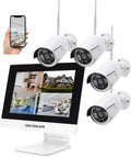 Wireless Security Camera System with 10.1' Monitor, 4PCS 3MP/2K HD Cameras | 2-Way Audio | Local & Remote View | Night Vision Motion Detection | IP66 Home Business Surveillance Kit (NO HDD)