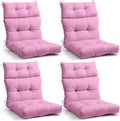 EAGLE PEAK Tufted Outdoor/Indoor High Back Patio Chair Cushions, Set of 4, 46'' x 22'', Pink
