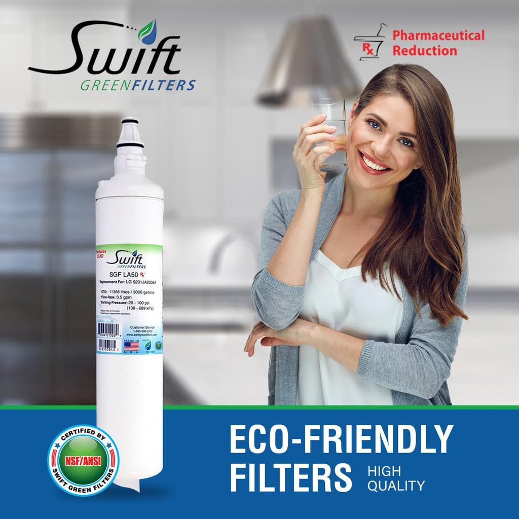 Swift Green Filters SGF-LA50 Rx Compatible Refrigerator Water Filter for LT600P, 5231JA2006A, 46-9990, EFF-6003A, EFF-6004A, Made in USA (6 Pack)