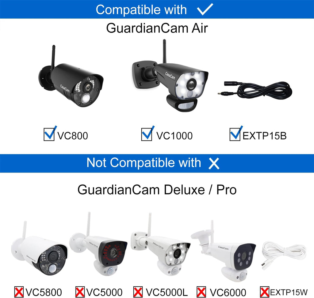 CasaCam GuardianCam Air | Wireless Security Camera System with 7' Touchscreen Monitor and 2 720p Cameras | AC Powered, Two-Way Audio, Free APP, Micro SD Card and Battery Installed, Model VS802