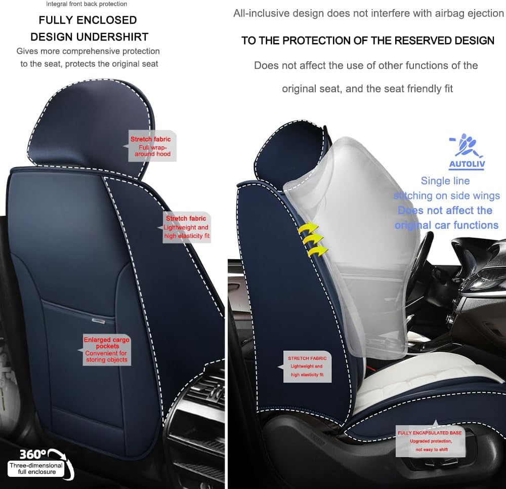 2 Seat Covers for Subaru Outback 2000-2024 Leather Car Seat Covers Waterproof Anti-Slip Soft Car Seat Protectors Comfort Automotive Seat Covers with Airbag（Standard,Black+Green）