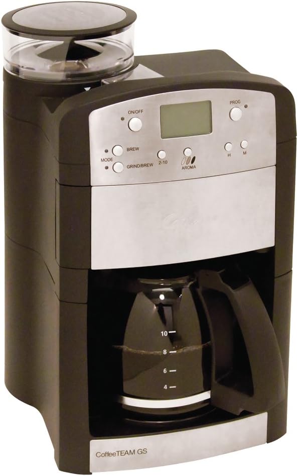 Capresso 464.05 CoffeeTeam GS 10-Cup Digital Coffeemaker with Conical Burr Grinder, Glass Carafe , Black , 15.5' x 9.5 'x 9.75'
