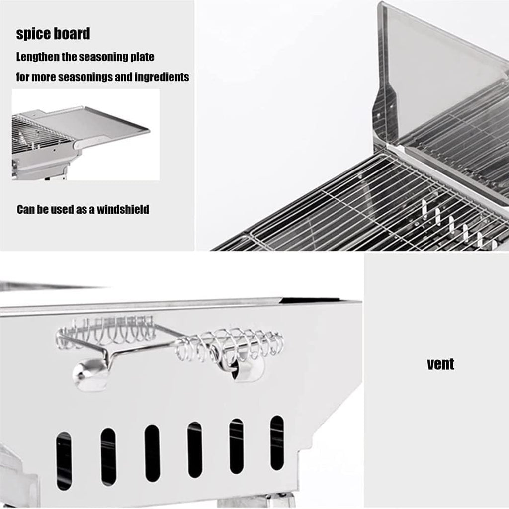 Portable Charcoal Grill Folding Charcoal Grill Portable Charcoal Grill Stainless Steel for Outdoor Camping Travel Park Beach BBQ Grill for Outdoor