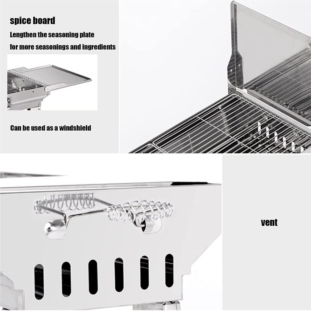 Portable Charcoal Grill Folding Charcoal Grill Portable Charcoal Grill Stainless Steel for Outdoor Camping Travel Park Beach BBQ Grill for Outdoor