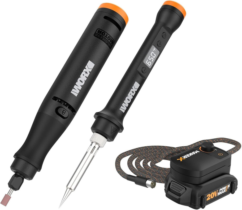 Worx WX989L 20V MAKERX 2-Pc Combo Kit - Rotary Tool + Heat Gun w/ 42 Accessories
