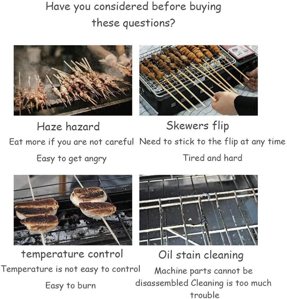 Electric Barbecue Skewer, Household Automatic Rotating Indoor Smokeless Electric Grill, 12 Skewers Automatic Rotating Grill, Timing Control
