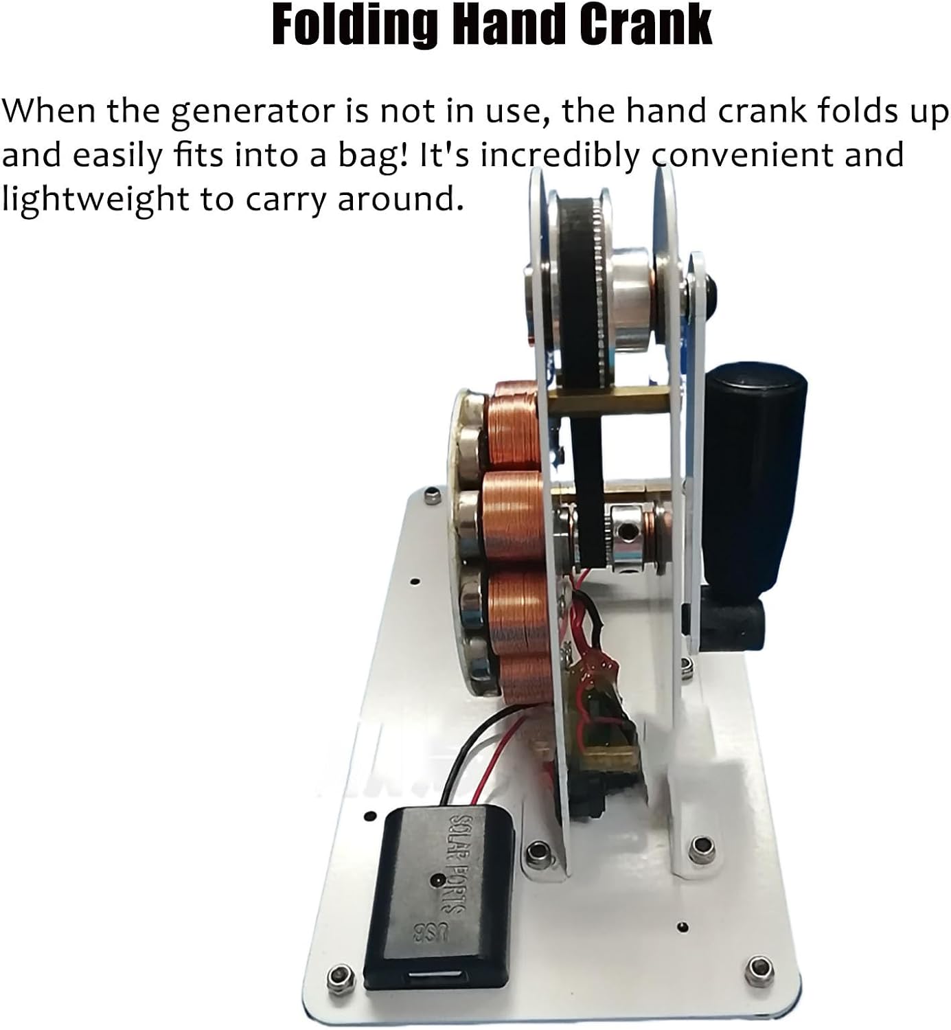 12V Hand Crank Generator, Portable Power Station W/Folding Handle For Home Camping Outdoor Smartphone Charger