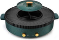Barbecue Hotpot Indoor Electric Grills Household Barbecue Hot Pot Two-in-One Double Pot 1700W Barbecue Hot Pot (Color : Green 2, Size : 34 * 10CM)