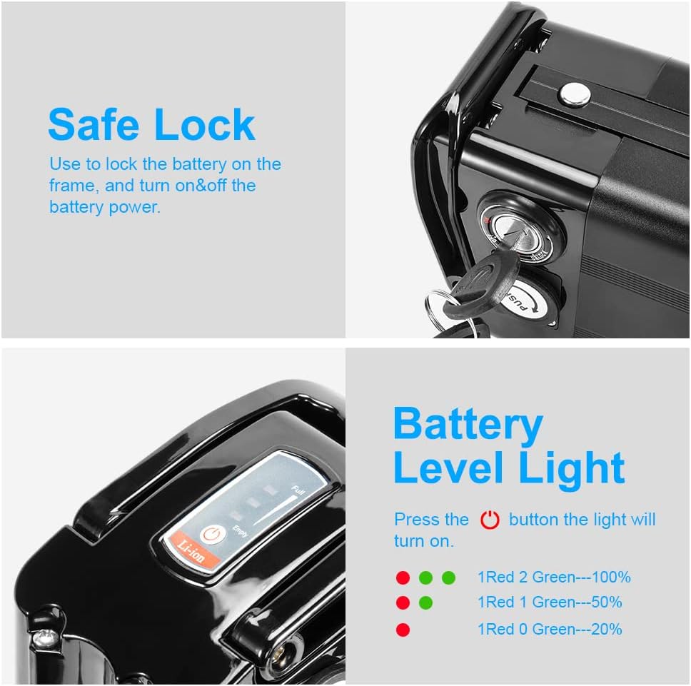 YS YOSE POWER 48V 13Ah Ebike Battery Electric Bike Battery for 250W 350W 500W 750W 1000W Motor Black SliverFish Battery with USB Port Electric Bicycle pedelec Lithium Batteries (48V13AH 200-1000W
