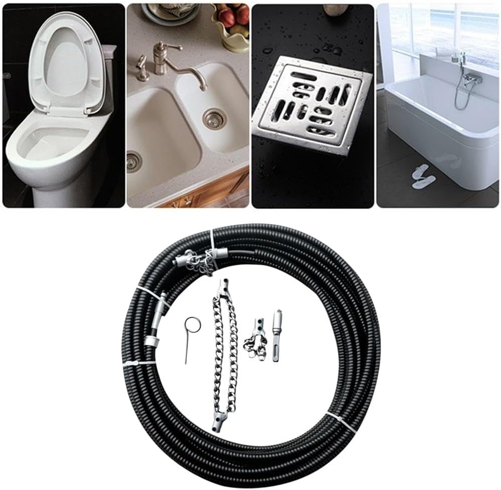 Flex-Shaft Sewer Descaling Chain, Multi-Purpose PVC Pipe Maintenance Tool, Push-Type Rotary Cable Sewer Dredge, Oil in Pipeline Blocks Drilling Tools, Suitable for 16mm Spring