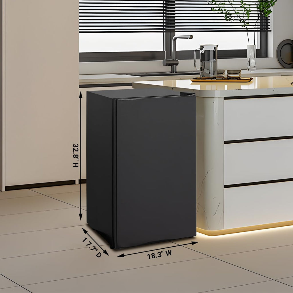 3.1 Cu.Ft Mini Fridge with Single Door, Small Refrigerator with Adjustable Thermostat & Removable Glass Shelves, Mini Fridge for Bedroom, Office, Dorm, Black