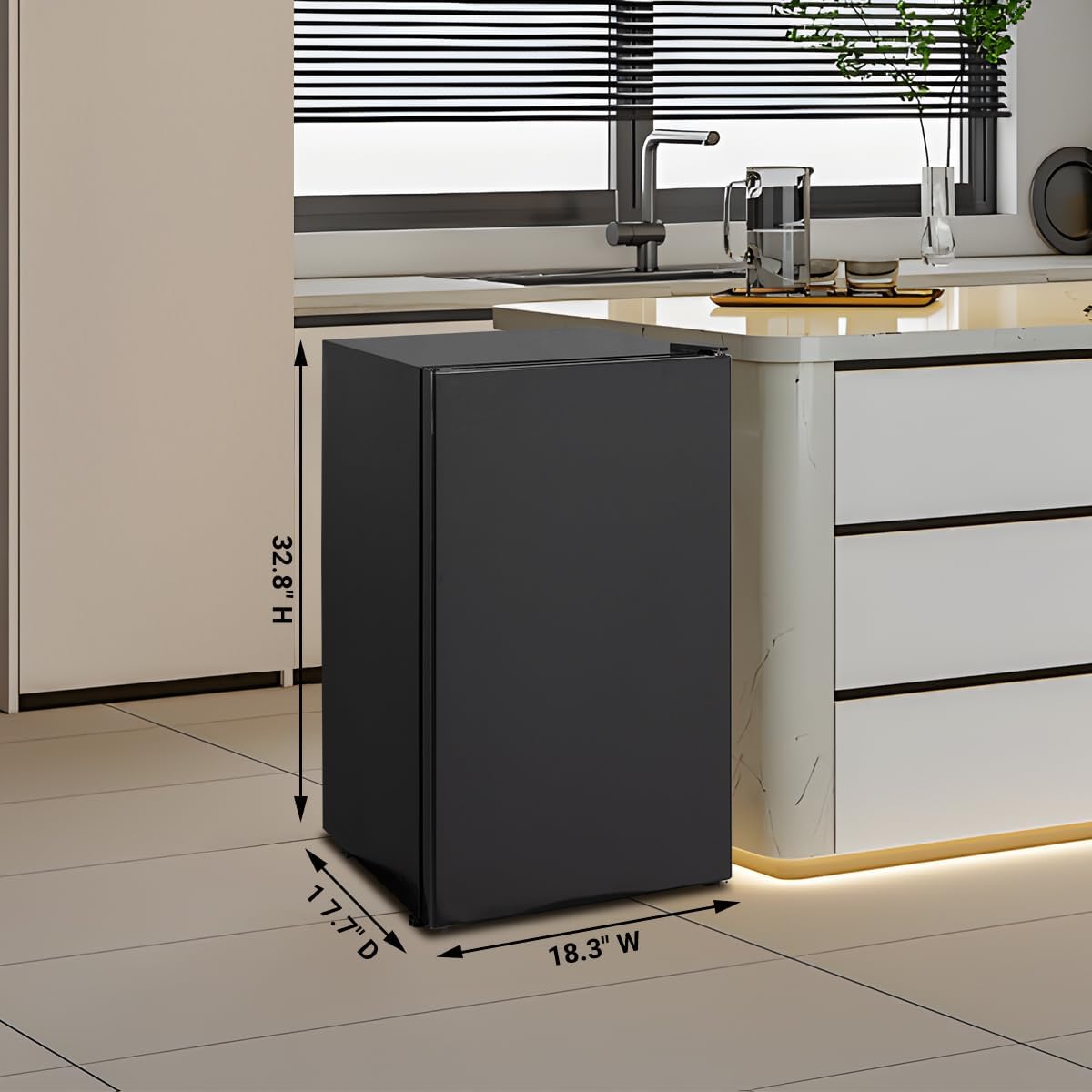 3.1 Cu.Ft Mini Fridge with Single Door, Small Refrigerator with Adjustable Thermostat & Removable Glass Shelves, Mini Fridge for Bedroom, Office, Dorm, Black