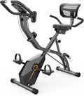 USLIM Foldable Exercise Bike Stationary Bikes for Home, 5 IN 1 Indoor Workout Bike, Cycling Bike with 16-Level Quiet Magnetic Resistance, 6.6 LBS Flywheel and 300LBS Capacity for Senior and Home Workout