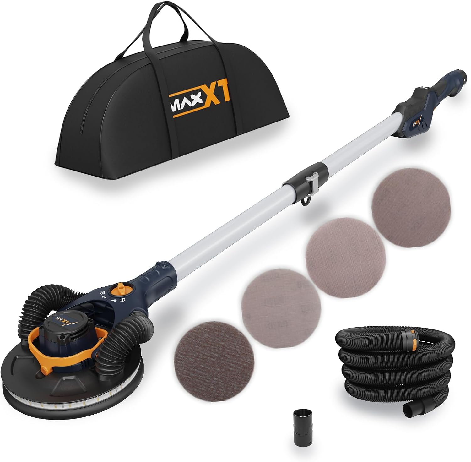 MAXXT 4mm Random Orbital Drywall Sander, Brushless 400W 3.5A Foldable Electric Wall Sander, Sander Tool with 1&2 Modes Suction Switching, Memory Variable Speed, 180° Flex Head, LED Light, Carry Bag