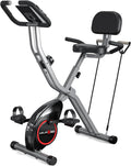USLIM Foldable Exercise Bike Stationary Bikes for Home, 5 IN 1 Indoor Workout Bike, Cycling Bike with 16-Level Quiet Magnetic Resistance, 6.6 LBS Flywheel and 300LBS Capacity for Senior and Home Workout