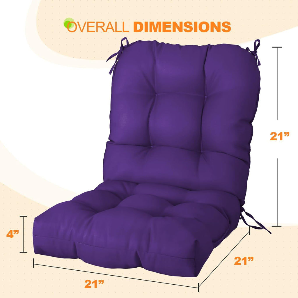 EAGLE PEAK Tufted Outdoor/Indoor Seat/Back Chair Cushions, Set of 2, 42'' x 21'', Purple