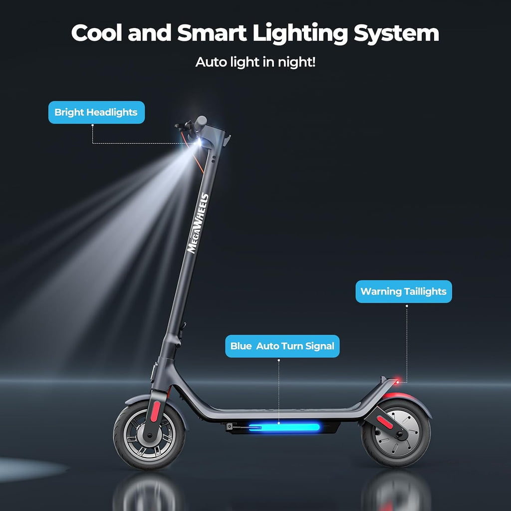 MEGAWHEELS Electric Scooter,Electric Scooter Adults Teens,10in Pneumatic Tires,350/500/600W Motor,19/31 Miles Range,15.5mph E Scooter with Smart APP Control for Commuting, Outdoor, Short Travel Gift