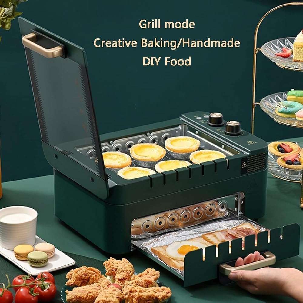 1000W Multifunctional Electric BBQ Grill,Automatic Rotating Skewer Machine, with Detachable Non-Stick Surface and Temperature Control, Ideal for Parties and Home Entertainment