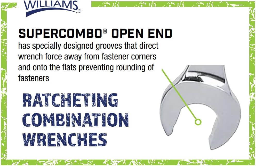 Williams MWS-4RC 4-Piece Metric Reversible Ratcheting Combination Wrench Set