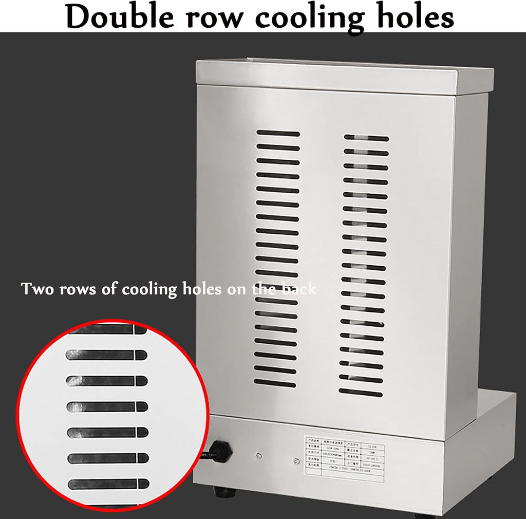 Vertical Rotisserie Oven Grill, Countertop Rotation Kebab Grill, Adjustable Temperature 50-300℃, With Double Row Cooling Holes, 360 ° All-Round Grilling, for Restaurant, Home Kitchen