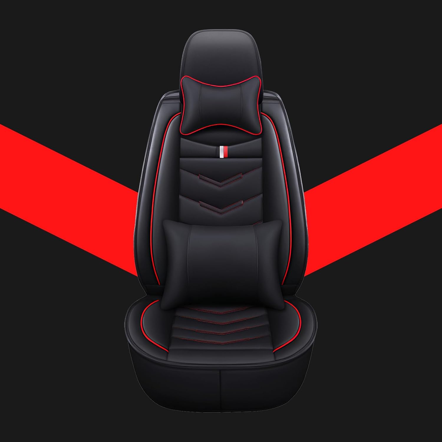 Car Seat Covers Fit for Jeep Grand Cherokee 2000-2025, Leather Seat Covers for Car, Waterproof Non-Slip Durable Car Seat Protector(2 Seats with Pillow,Black Red)