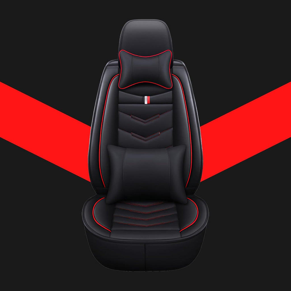 Car Seat Covers Fit for Subaru BRZ 2013-2025, Leather Seat Covers for Car, Waterproof Non-Slip Durable Car Seat Protector(2 Seats with Pillow,Black Red)
