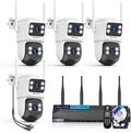 【2-Way Audio & 360° View】 4MP PTZ Security Cameras Wireless Outdoor, WiFi Home Security Camera System, Video Surveillance DVR Kits