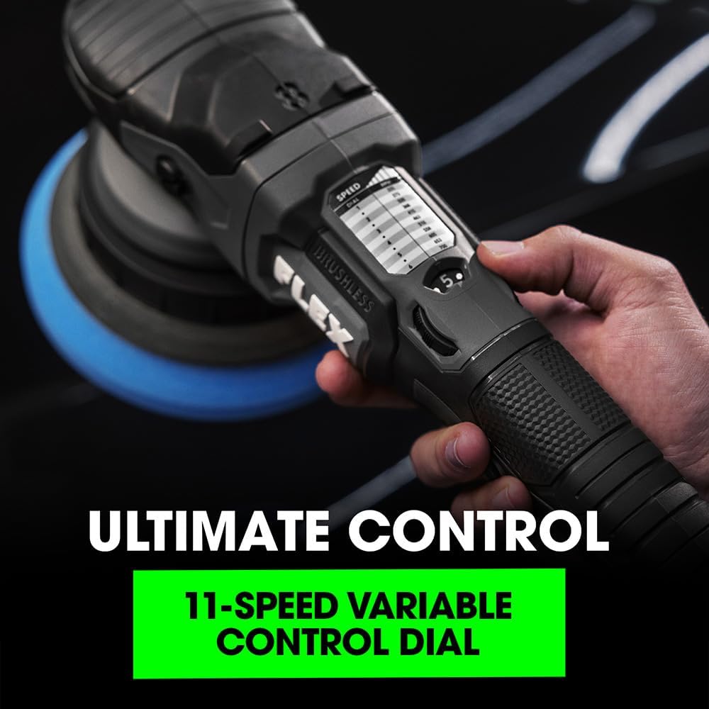 FLEX 24V Brushless Cordless Forced Random Orbital Polisher Kit, Variable Speed, 6-Inch, Ideal for Detailing, Body Shop & Repair, w/ (2) 5.0Ah Lithium Batteries & 160W Fast Charger - FX3331-2C