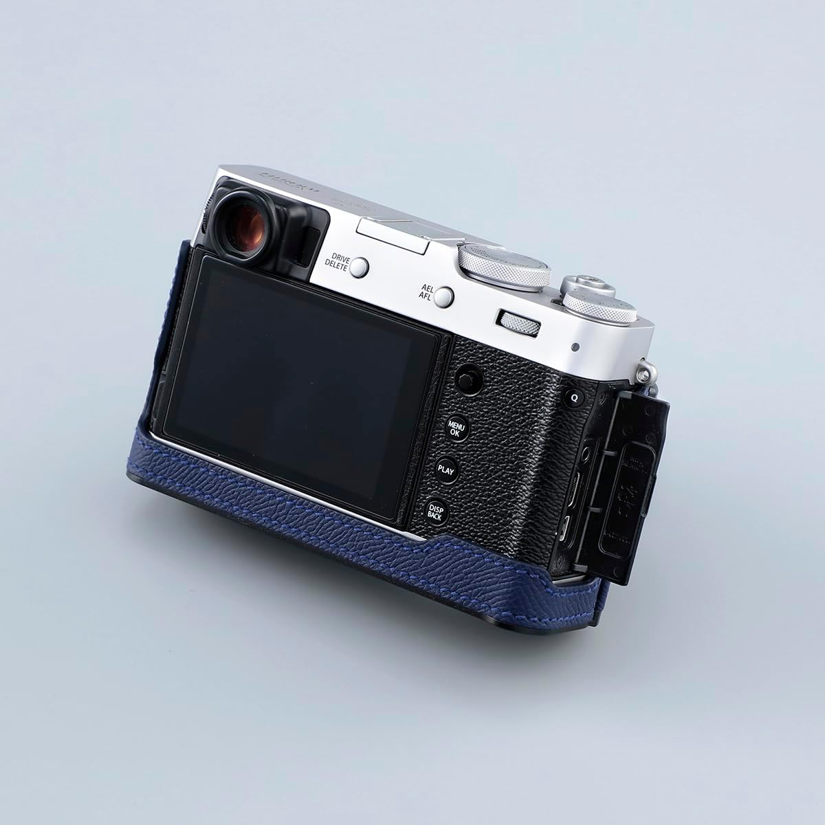 Camera Half Case for Fujifilm Fuji X100VI,Vintage Metal Genuine Leather Instant Camera Protective Cases Stylish Portable Shockproof (BlueL)