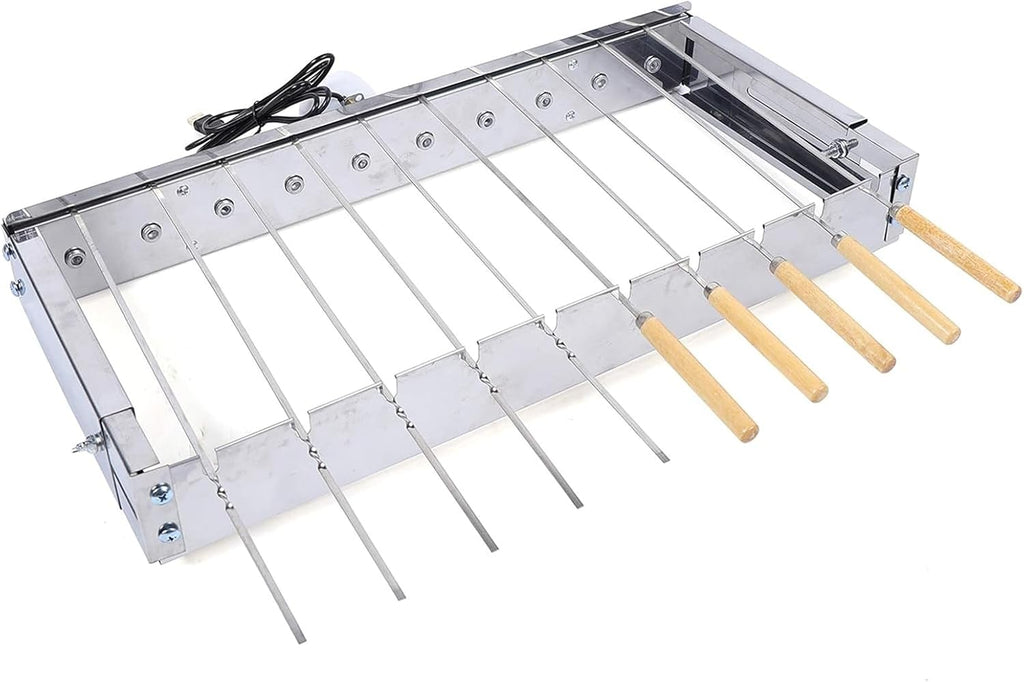 Automatic Rotating Kebab Grill Rack - 10-Hole Stainless Steel BBQ Rotisserie Skewers, USB Powered, Perfect for Outdoor Family Events & Parties, Durable & Adjustable