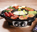 BBQ Smokeless Grill 2 in 1 Portable Electric Smokeless Grill And Hot Pot Electric Hot Pot Grill Indoor 1700W Easy Cleaning Dual Temperature Control, Black