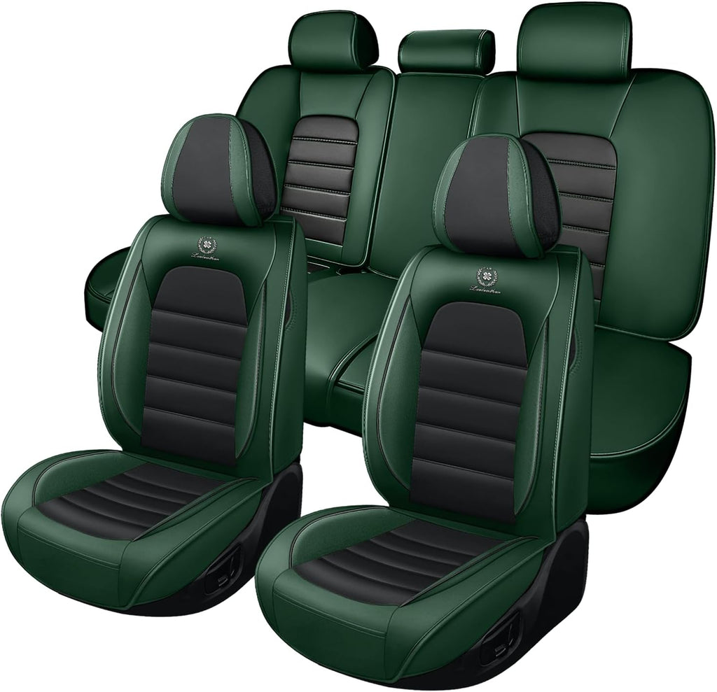 Car Seat Cover Fit for Volkswagen New Beetle 2000-2010,Compatible Airbag Non-Slip Waterproof Seat Cover,Car Seat Protector Premium Interior (Standard 5 Seats,Black Green)