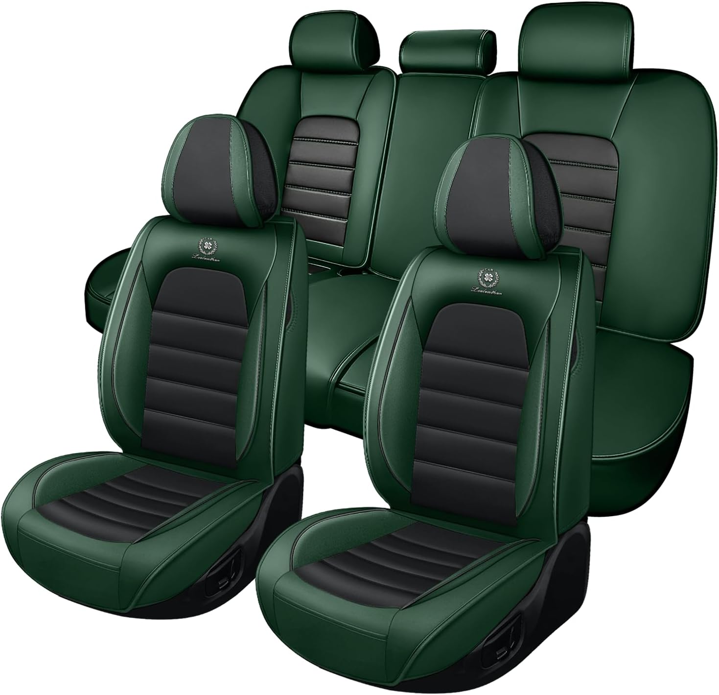 Car Seat Cover Fit for Volkswagen New Beetle 2000-2010,Compatible Airbag Non-Slip Waterproof Seat Cover,Car Seat Protector Premium Interior (Standard 5 Seats,Black Green)