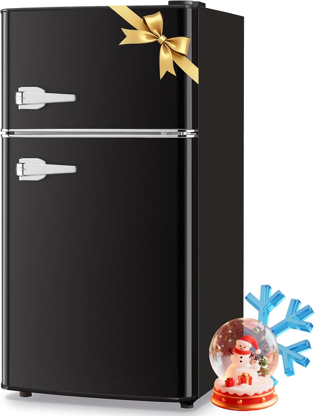WANAI 3.5 Cu. Ft Mini Fridge with Freezer 2 Doors Small Refrigerator Freezer with Adjustable Thermostat, Shelves for Dorm, Office, Bedroom, Apartment Black