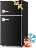 WANAI 3.5 Cu. Ft Mini Fridge with Freezer 2 Doors Small Refrigerator Freezer with Adjustable Thermostat, Shelves for Dorm, Office, Bedroom, Apartment Black